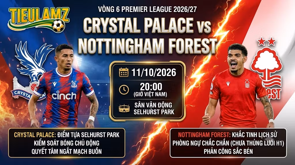 Nhận định Crystal Palace vs Nottingham (20h00, 11/10): Ngày về của Glasner